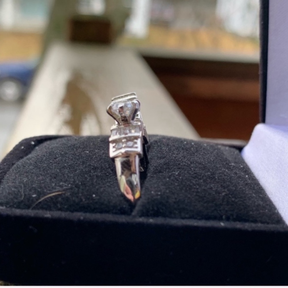 STERLING SILVER SIMULATED DIAMOND WEDDING SET - Picture 6 of 14